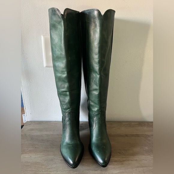 Frye women’s Renee Seam distressed leather tall boots green size 6 - Picture 4 of 14